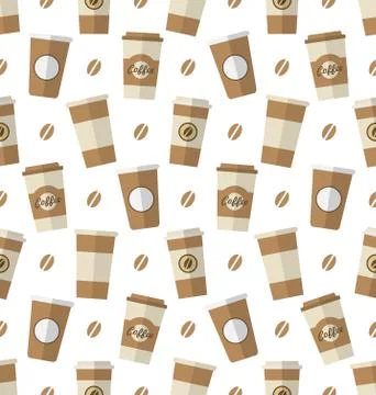 Seamless Pattern with Disposable Coffee Cups Illustrazione stock