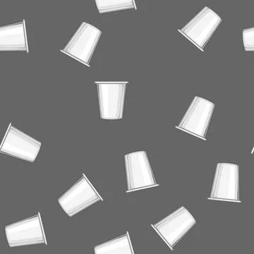Seamless pattern disposable paper cup cartoon vector Ilustração Stock