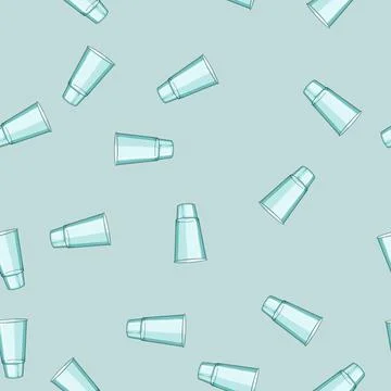 Seamless pattern disposable plastic cup cartoon vector Stock Illustration