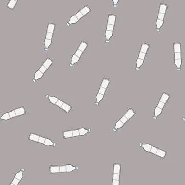 Seamless pattern disposable plastic water bottle cartoon vector Stock Illustration