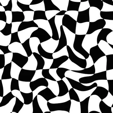 Seamless pattern with distorted chess board. Stock Illustration