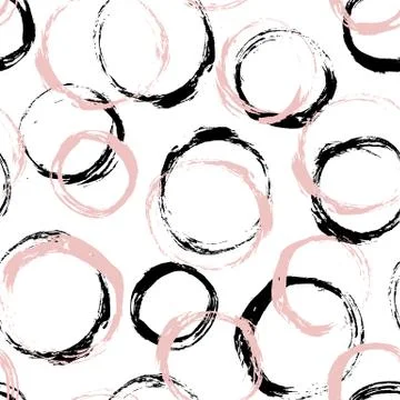 Seamless pattern with distressed dry brush circles and spots 스톡 일러스트