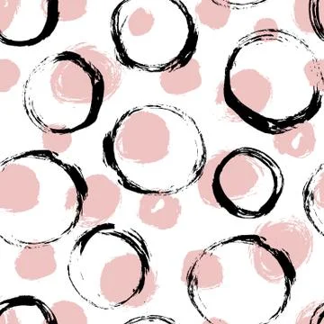 Seamless pattern with distressed dry brush circles and spots 스톡 일러스트