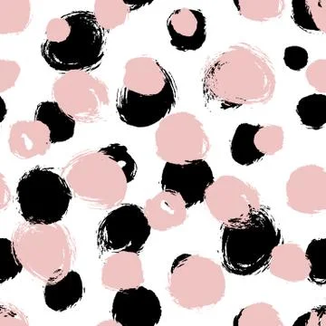 Seamless pattern with distressed dry brush circles and spots Stock Illustration
