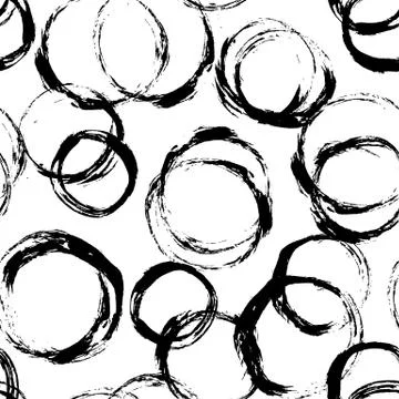 Seamless pattern with distressed dry brush circles and spots Stock Illustration