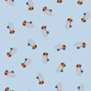 Seamless pattern distribution delivery truck cartoon vector Stock Illustration