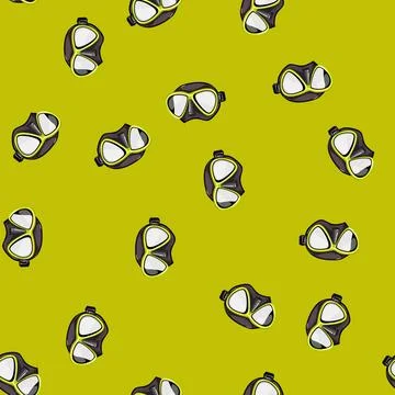 Seamless pattern dive diving mask cartoon vector 스톡 일러스트