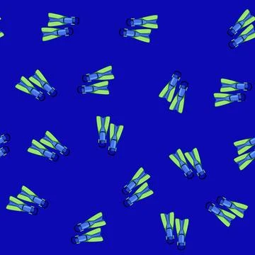 Seamless pattern dive flippers cartoon vector 库存插图