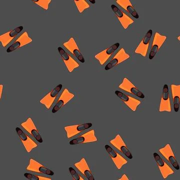 Seamless pattern diver flippers cartoon vector Stock Illustration