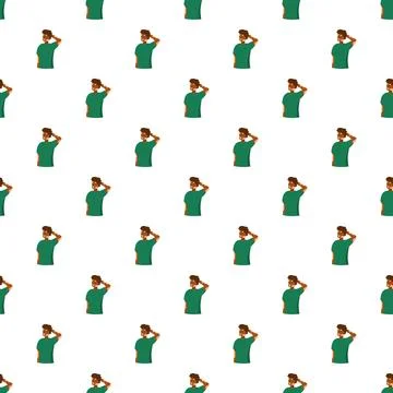 Seamless pattern with diverse man having vitiligo skin condition Stock Illustration
