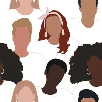 Seamless pattern of diverse people. Flat modern vector illustration. Illustrazione stock