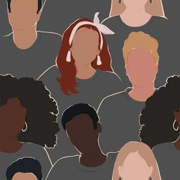 Seamless pattern of diverse people. Flat modern vector illustration. Illustrazione stock