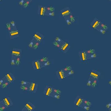 Seamless pattern diy indoor vertical garden cartoon vector Stock Illustration