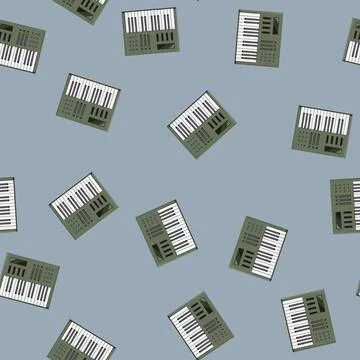 Seamless pattern dj synthesizer audio cartoon vector Stock Illustration