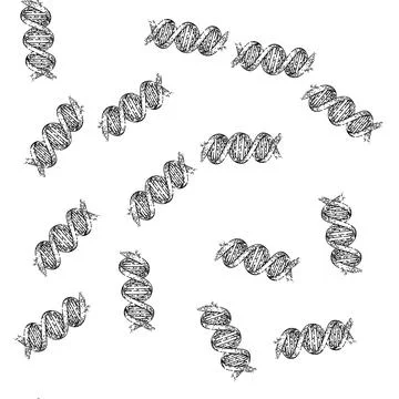 Seamless pattern dna science sketch hand drawn Illustrazione stock