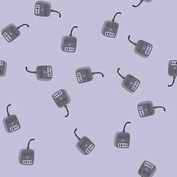 Seamless pattern dock multi device charging station cartoon vector Stock Illustration