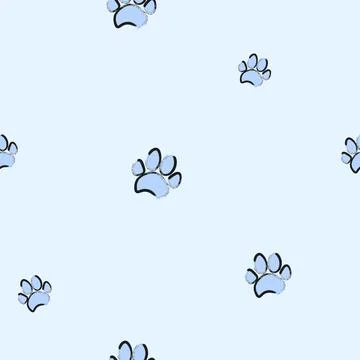 Seamless pattern with dog and cat footprints. Stock Illustration