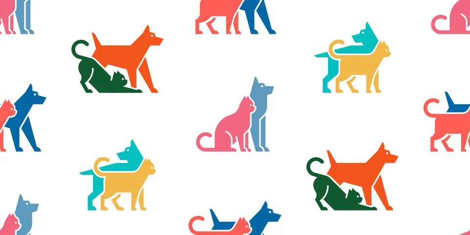 Seamless pattern with Dog and cat Stock Illustration
