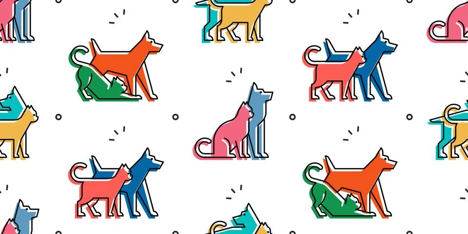Seamless pattern with Dog and cat Stock Illustration