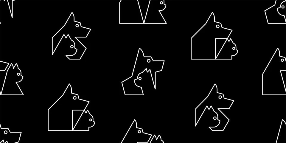 Seamless pattern with Dog and cat logo Stock Illustration