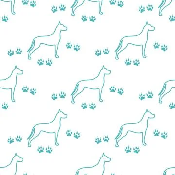 Seamless pattern with dog and dog tracks. 스톡 일러스트