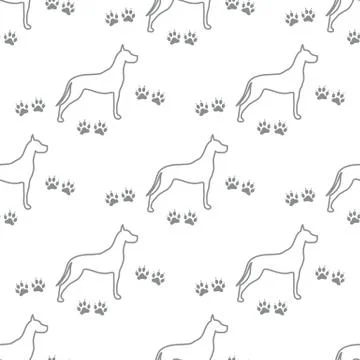 Seamless pattern with dog and dog tracks. 스톡 일러스트
