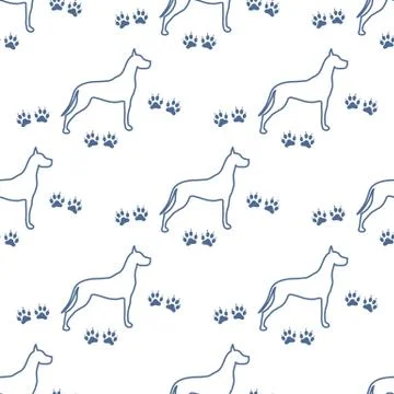 Seamless pattern with dog and dog tracks. 스톡 일러스트
