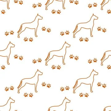 Seamless pattern with dog and dog tracks. 스톡 일러스트