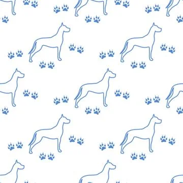 Seamless pattern with dog and dog tracks. 스톡 일러스트