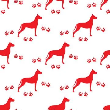 Seamless pattern with dog and dog tracks. 스톡 일러스트