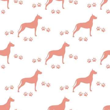 Seamless pattern with dog and dog tracks. 스톡 일러스트