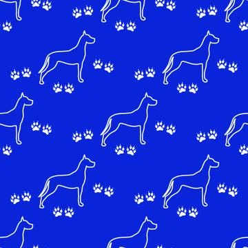 Seamless pattern with dog and dog tracks. 스톡 일러스트