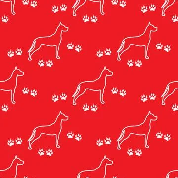 Seamless pattern with dog and dog tracks. Stock Illustration