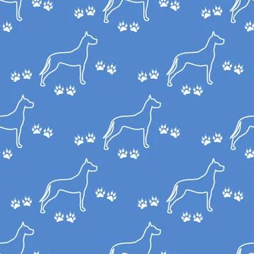 Seamless pattern with dog and dog tracks. 스톡 일러스트