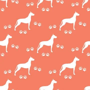 Seamless pattern with dog and dog tracks. 스톡 일러스트