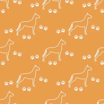 Seamless pattern with dog and dog tracks. 스톡 일러스트