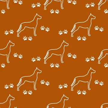 Seamless pattern with dog and dog tracks. 스톡 일러스트