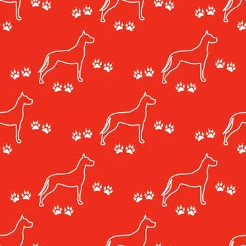 Seamless pattern with dog and dog tracks. Stock Illustration