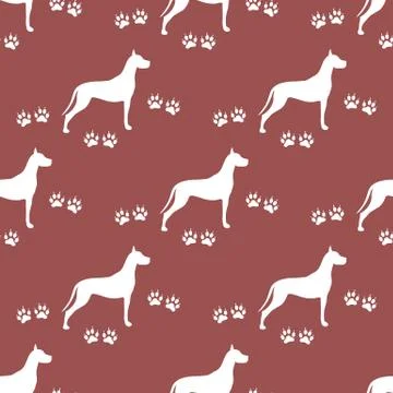Seamless pattern with dog and dog tracks. Stock Illustration