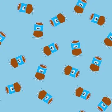 Seamless pattern dog automatic pet feeder cartoon vector Stock Illustration