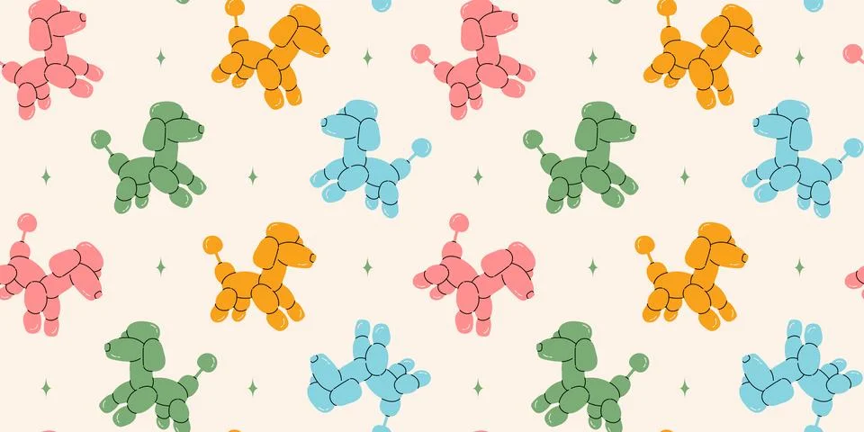 Seamless pattern with dog balloons Stock Illustration