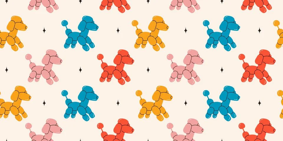 Seamless pattern with dog balloons Stock Illustration