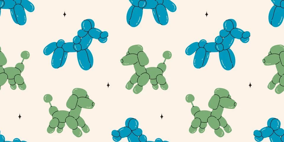 Seamless pattern with dog balloons Stock Illustration