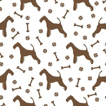 Seamless pattern with dog, bone, tennis ball. Illustrazione stock