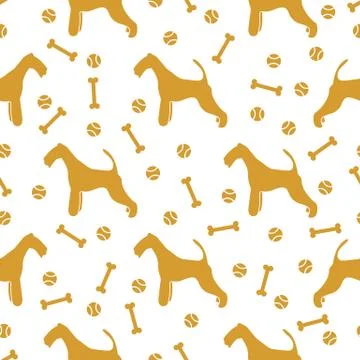 Seamless pattern with dog, bone, tennis ball. Illustrazione stock