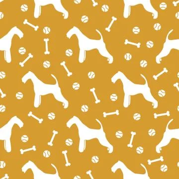 Seamless pattern with dog, bone, tennis ball. Illustrazione stock
