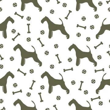 Seamless pattern with dog, bone, tennis ball. Illustrazione stock