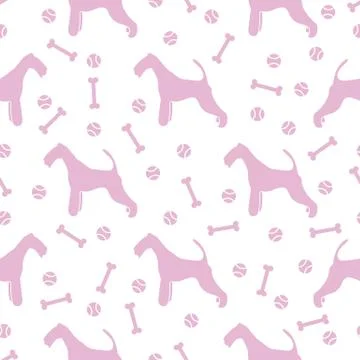Seamless pattern with dog, bone, tennis ball. Illustrazione stock