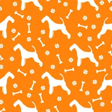 Seamless pattern with dog, bone, tennis ball. Illustrazione stock