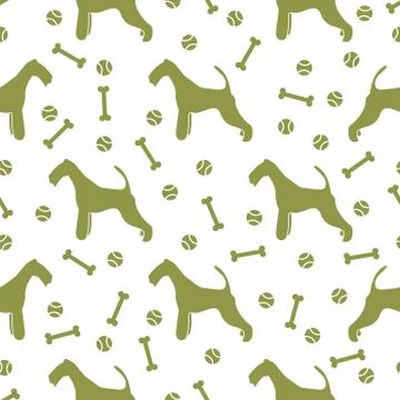 Seamless pattern with dog, bone, tennis ball. Stock Illustration